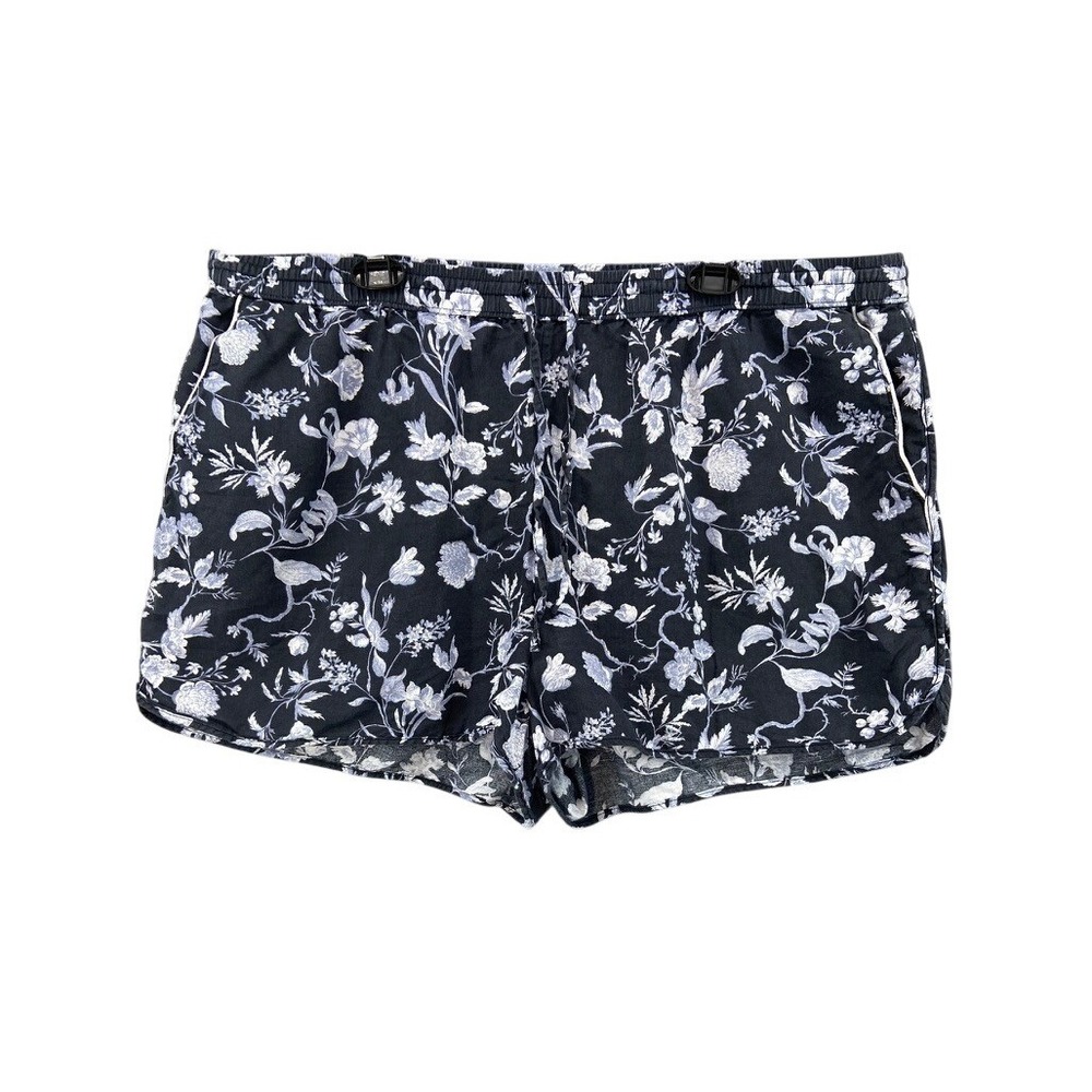 Banana Republic Shorts Womens XXL Navy Blue Floral Elastic Waist Pockets Casual